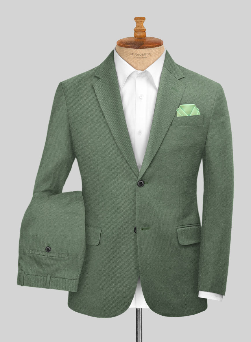 Scabal Moss Green Cotton Stretch Suit