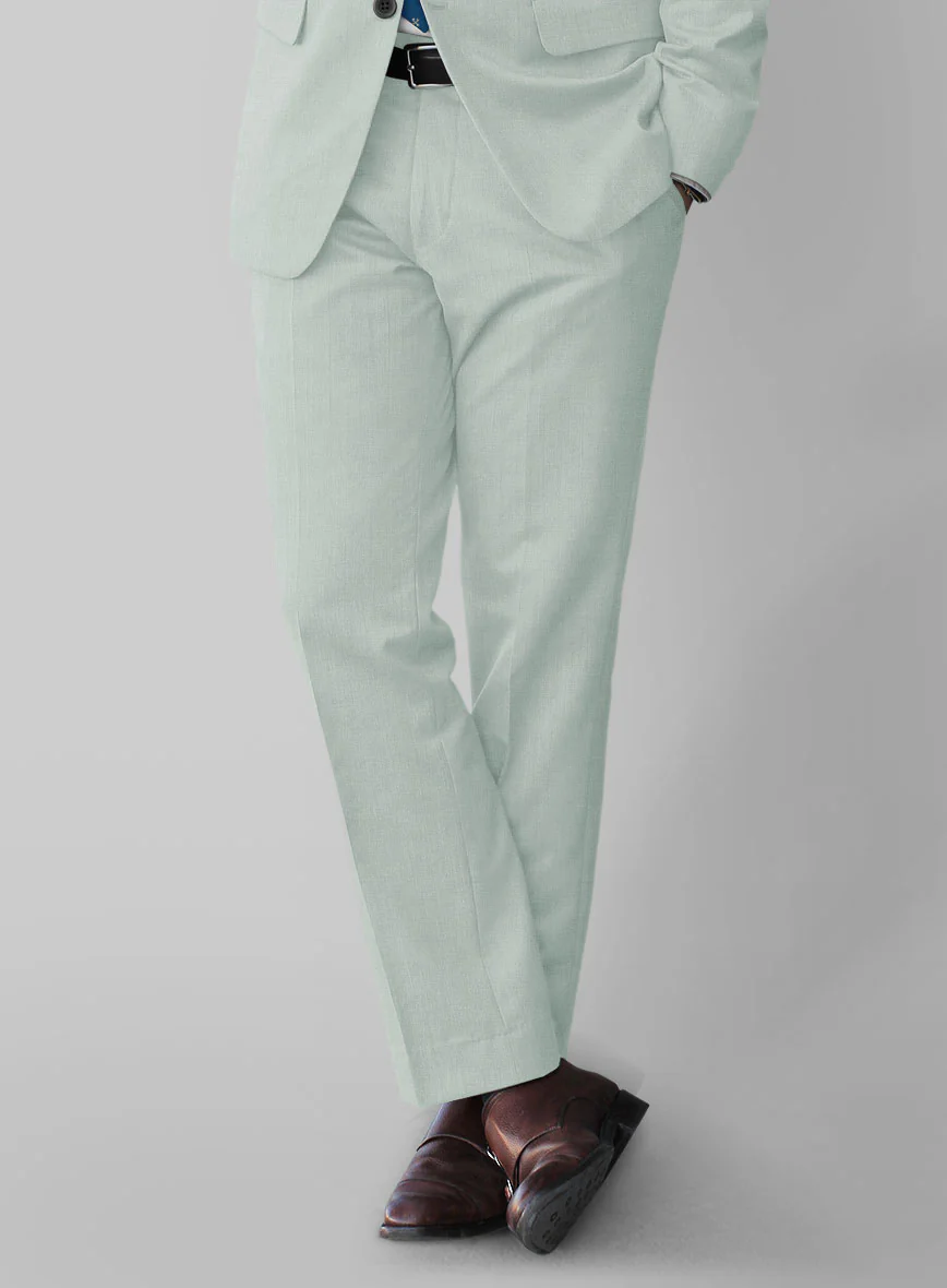 Scabal Pale Green Wool Pants - Image 2