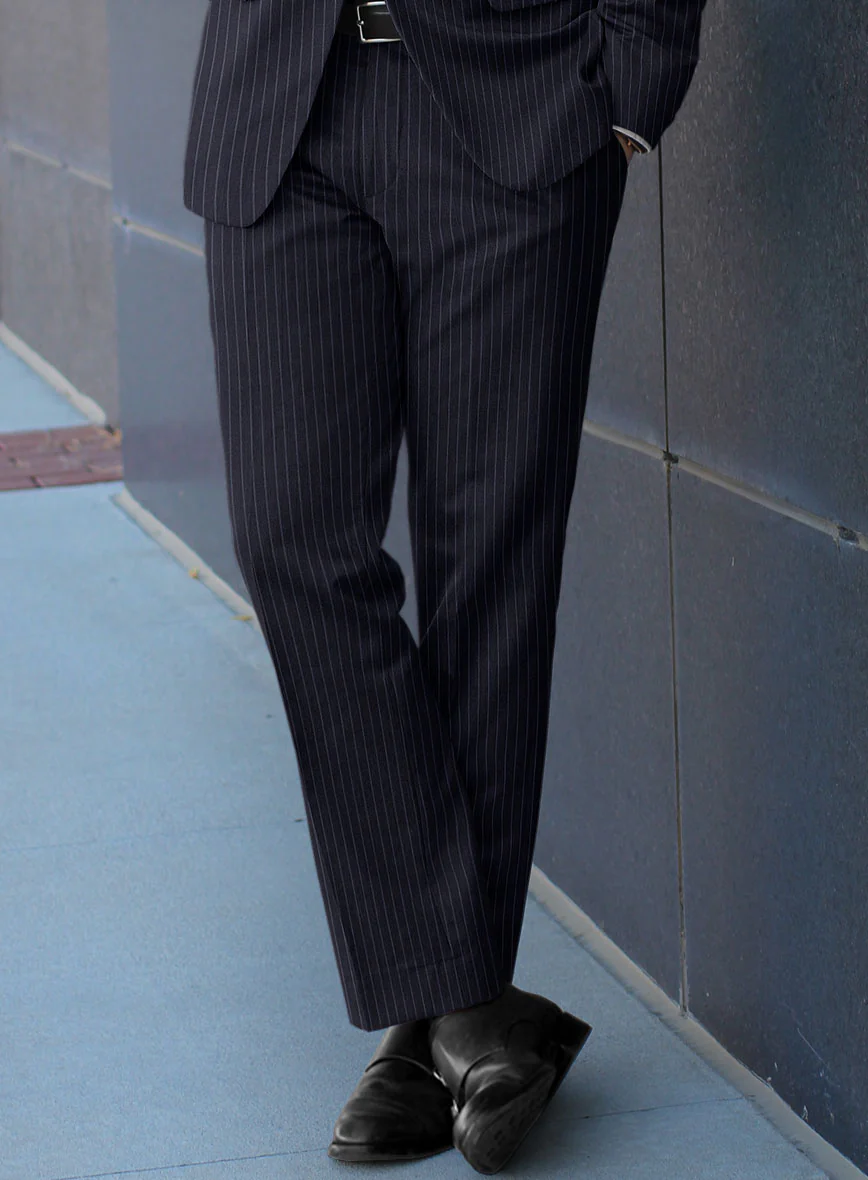 Scabal Paqui Stripe Blue Wool Pants - Image 2