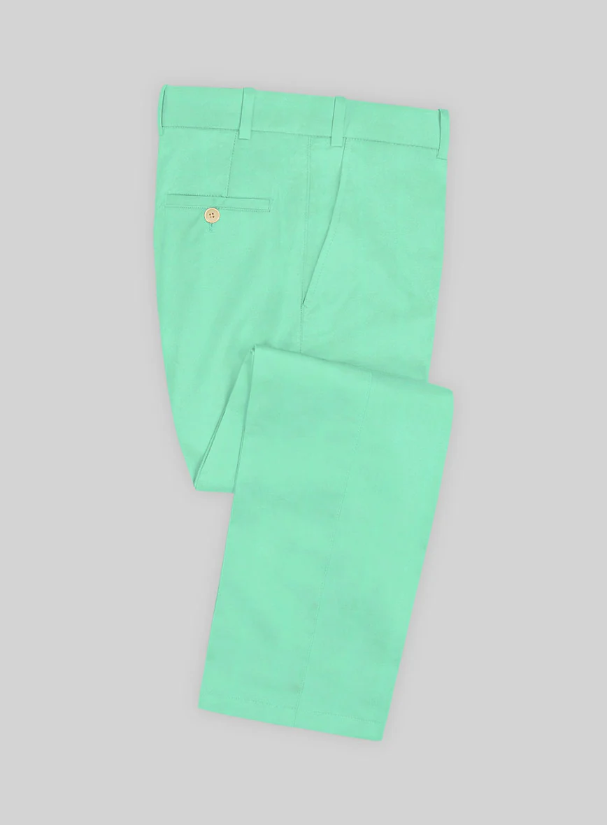 Scabal Pastel Green Cotton Stretch Pants