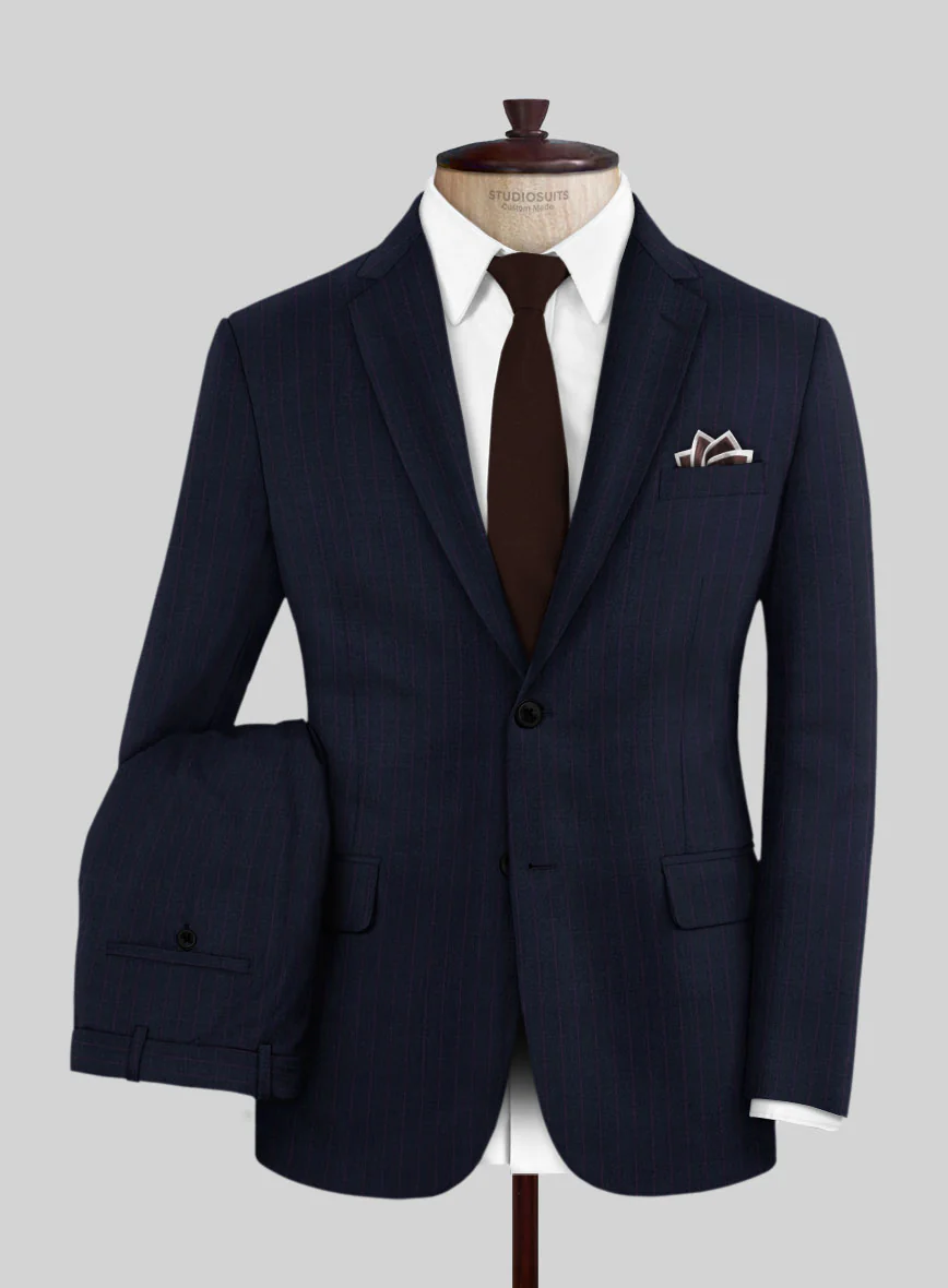 Scabal Rejo Stripe Blue Wool Suit