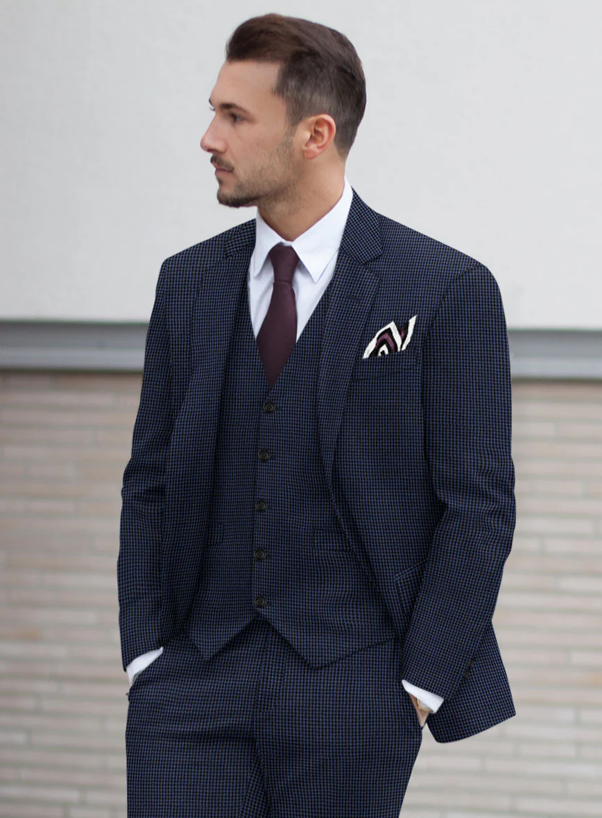 Scabal Rodol Houndstooth Blue Wool Suit - Image 4