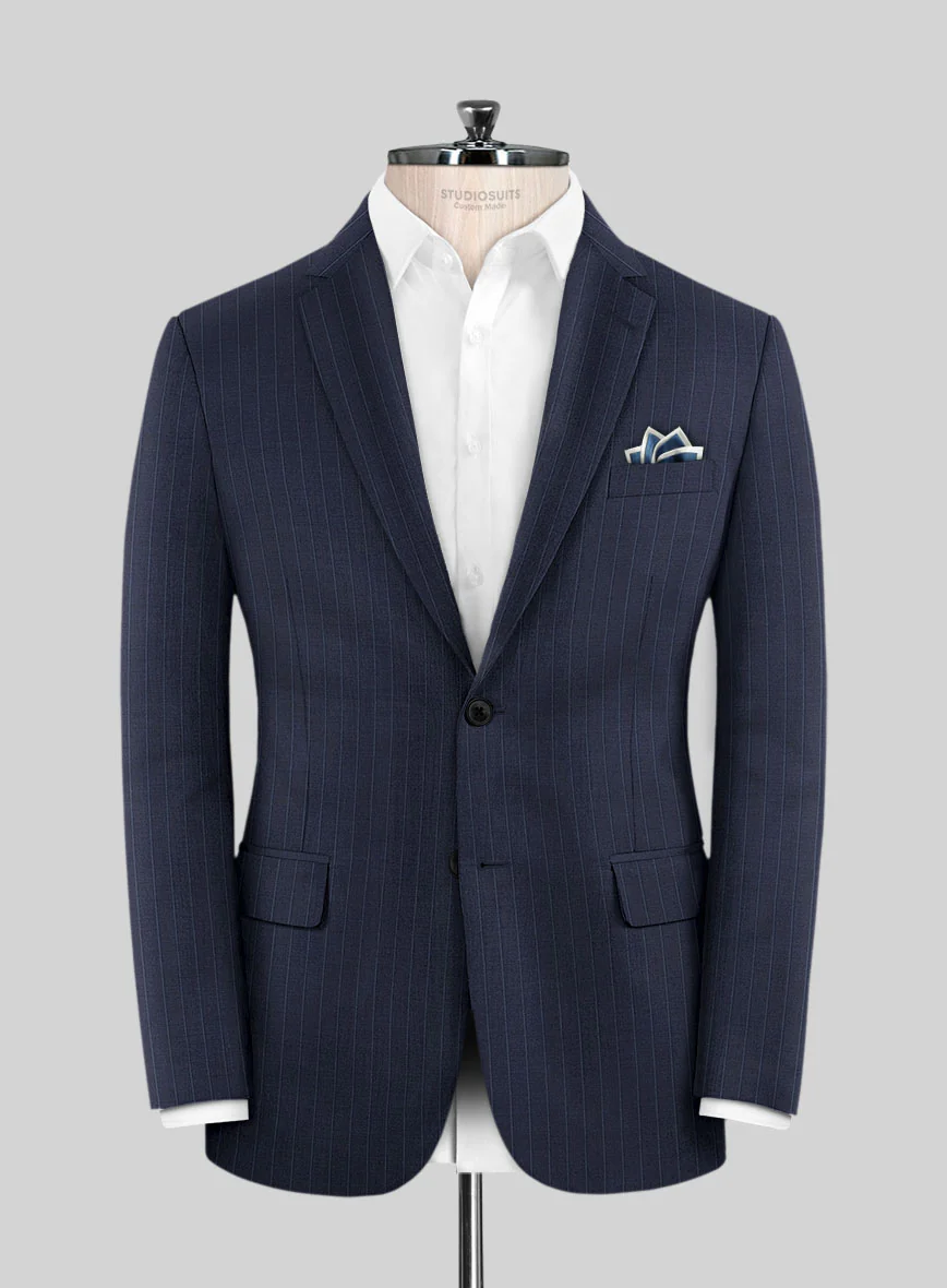 Scabal Rolan Stripe Blue Wool Jacket