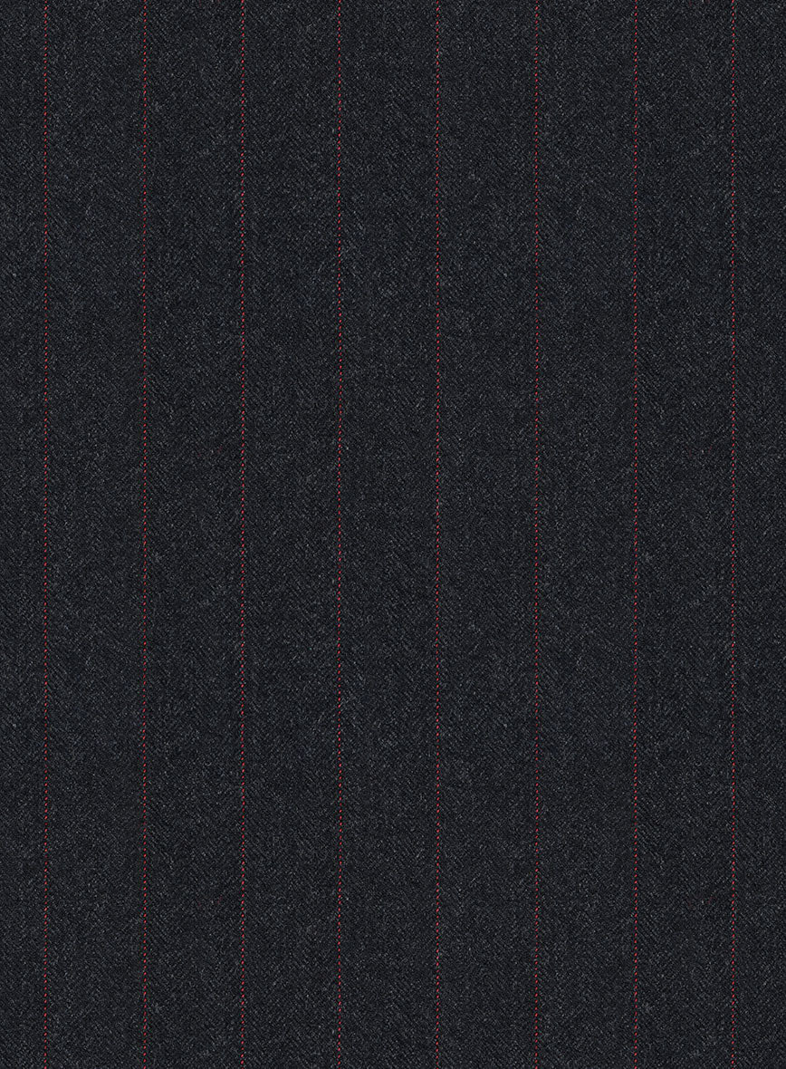 Scabal Sapphire Beaded Stripe Charcoal Wool Pants - Image 3
