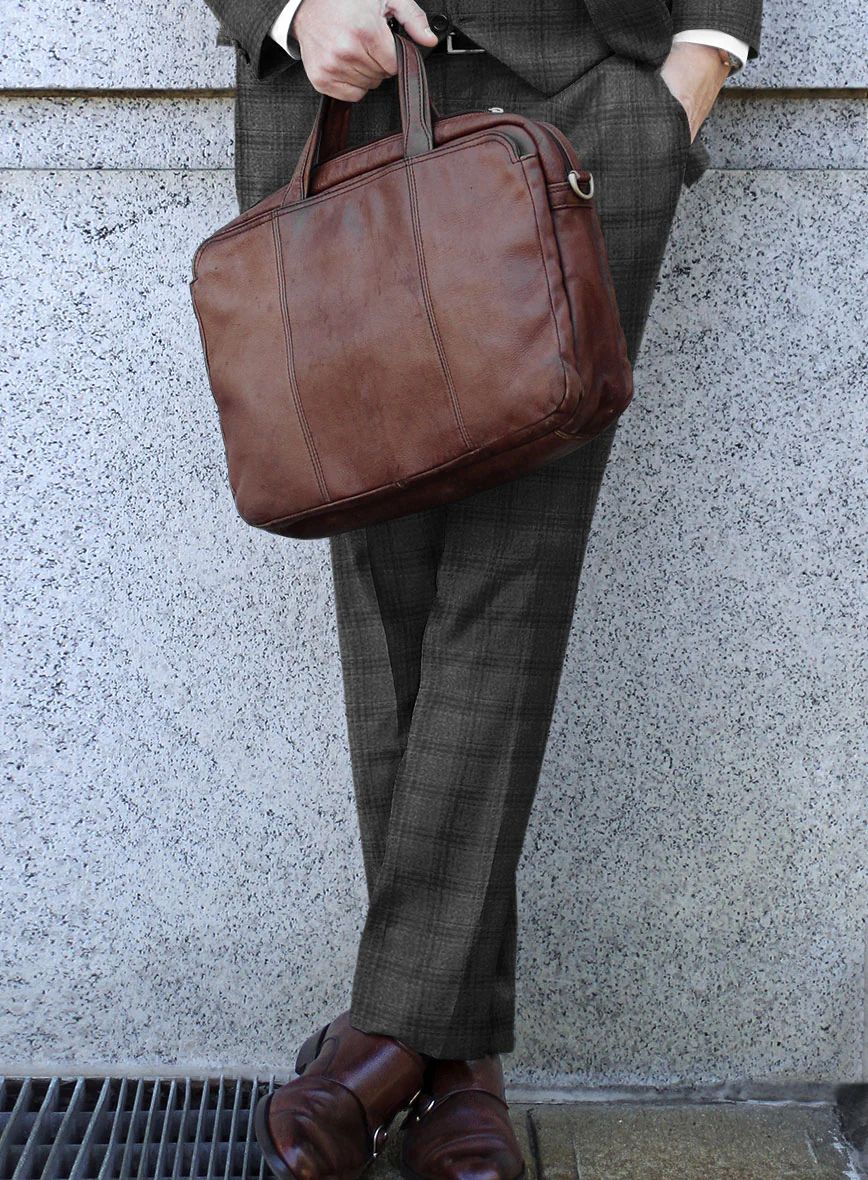 Scabal Sapphire Glen Gray Wool Pants - Image 2