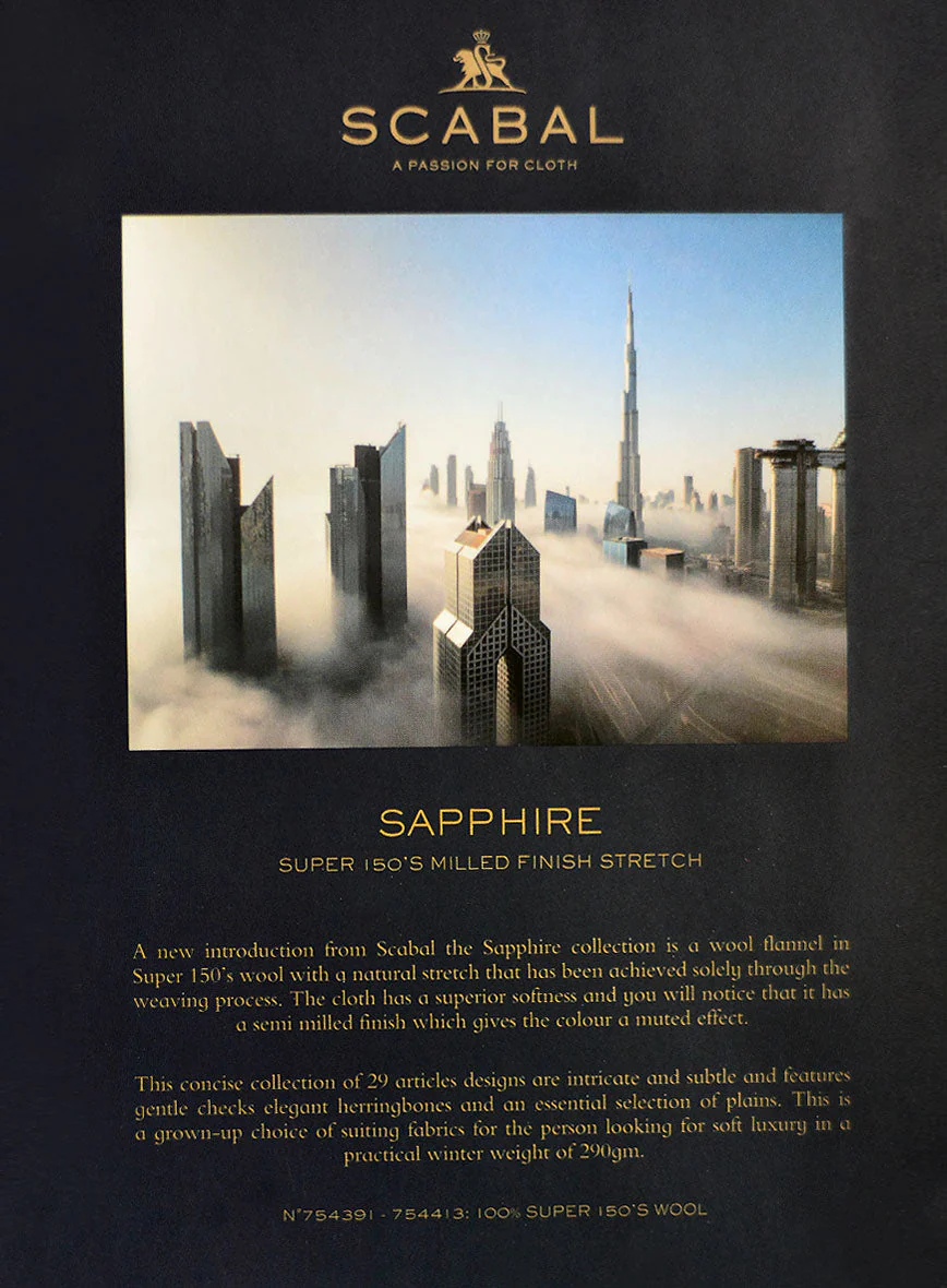 Scabal Sapphire Herringbone Blue Wool Suit - Image 8
