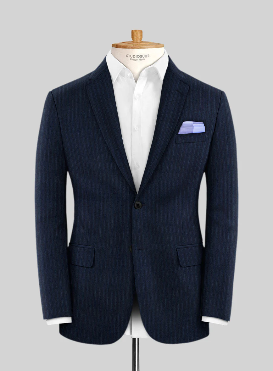 Scabal Sapphire Pinstripe Blue Wool Jacket