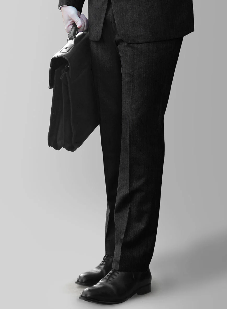 Scabal Sapphire Pinstripe Charcoal Wool Suit - Image 4