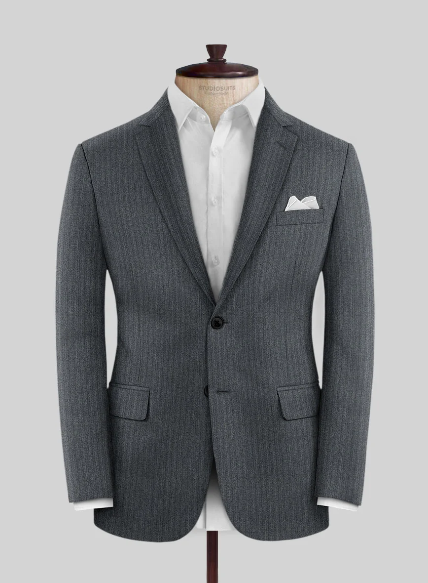 Scabal Sapphire Pinstripe Gray Wool Jacket