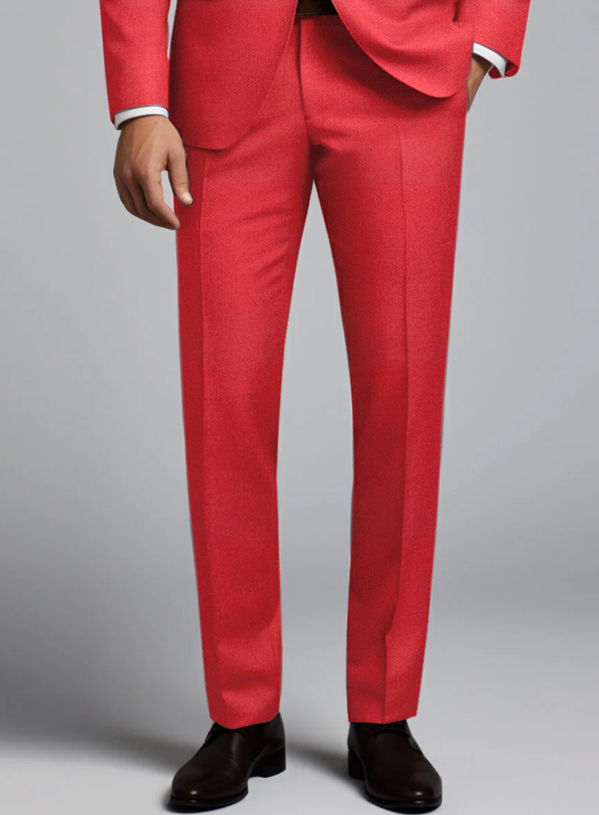 Scabal Scarlet Red Wool Pants - Image 2