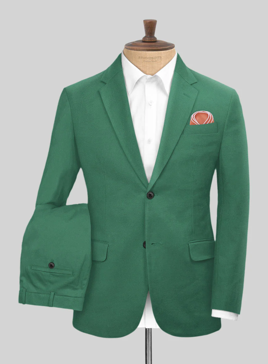 Scabal Sea Green Cotton Stretch Suit