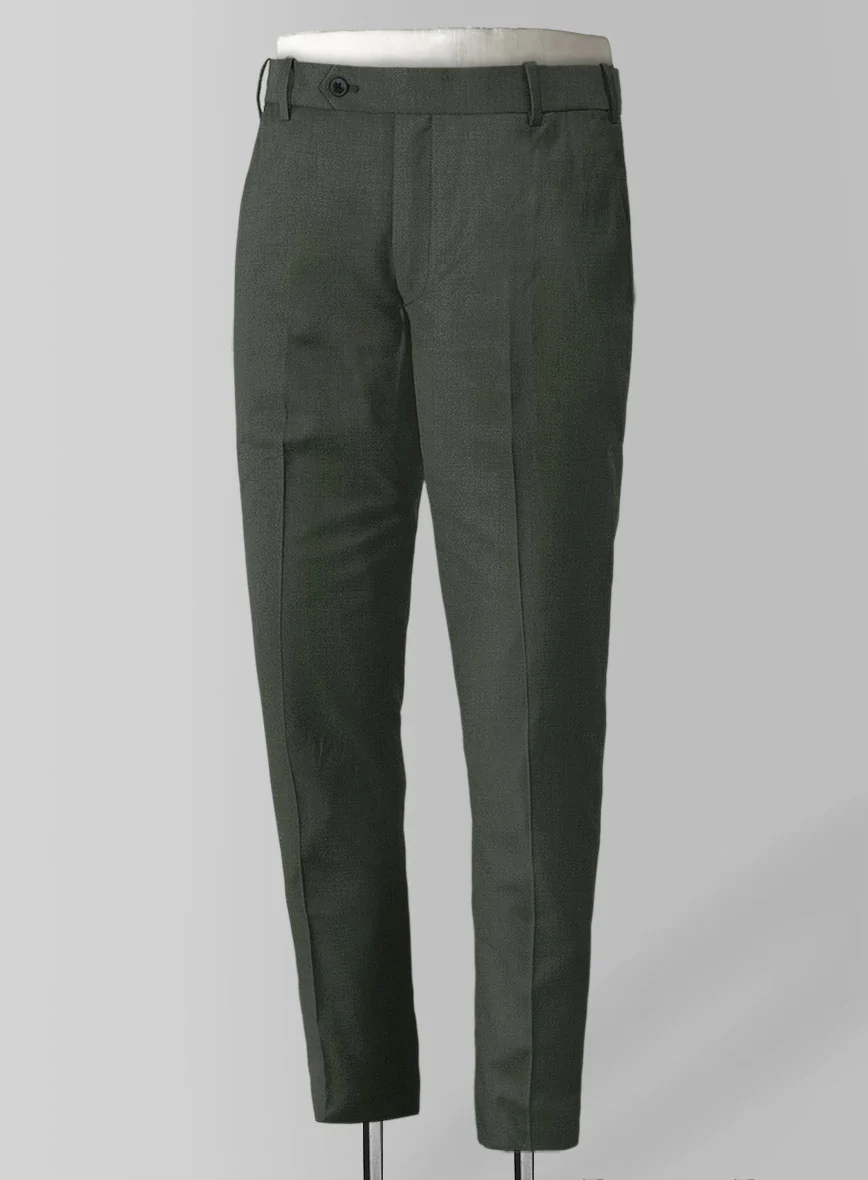 Scabal Seaweed Green Wool Pants - Image 2