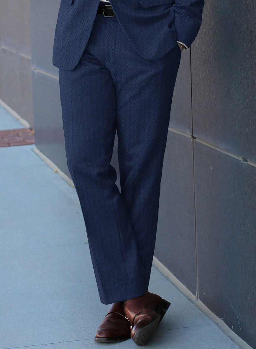 Scabal Tornado Herringbone Blue Wool Suit - Image 4
