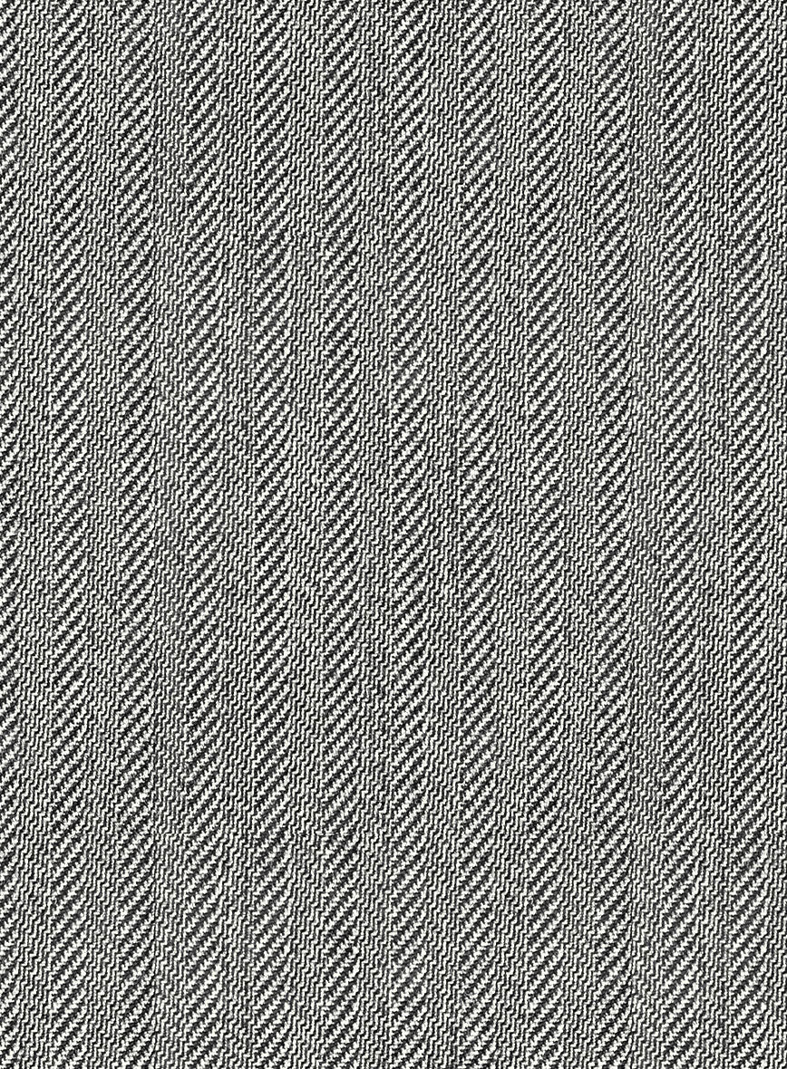 Scabal Tornado Herringbone Light Gray Wool Pants - Image 3