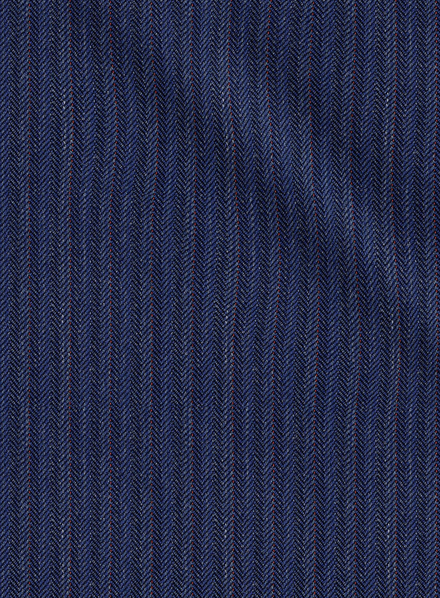 Scabal Tornado Herringbone Royal Blue Wool Pants - Image 3