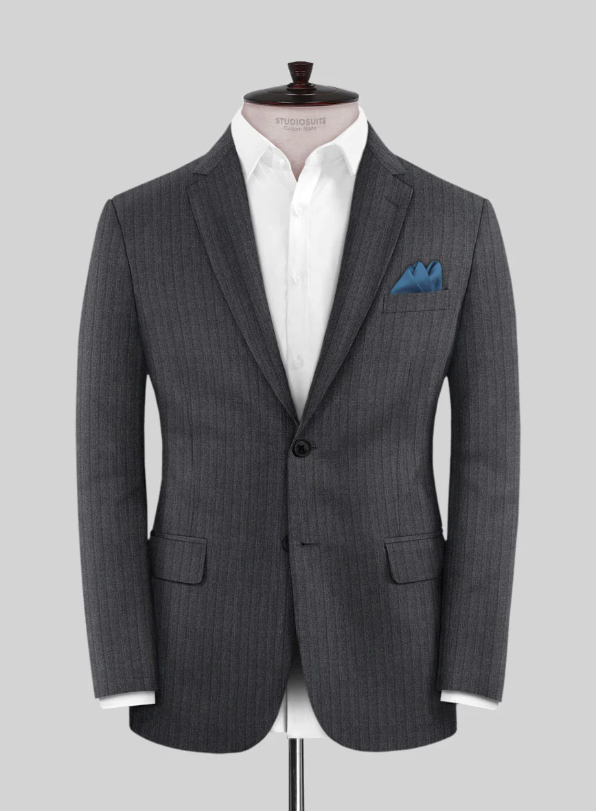 Scabal Tornado Stripes Dark Gray Wool Jacket