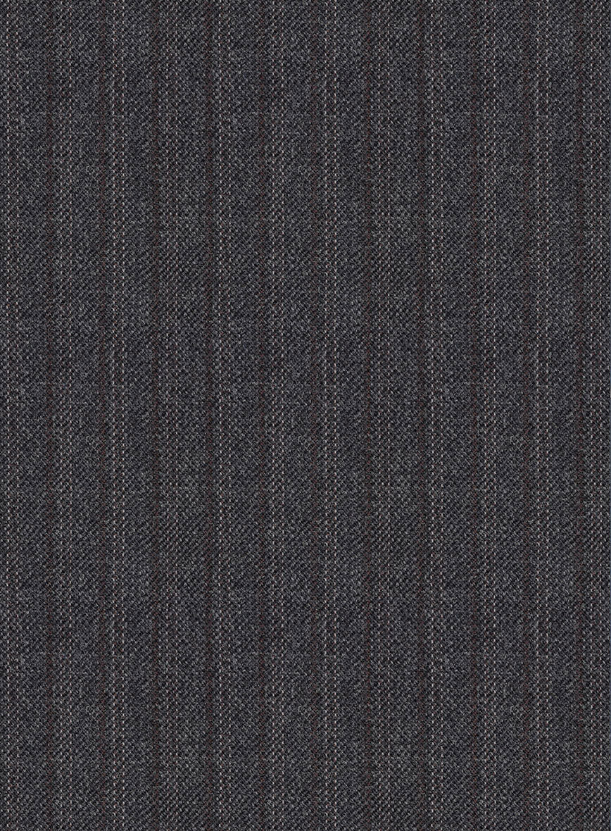 Scabal Tornado Stripes Dark Gray Wool Pants - Image 3