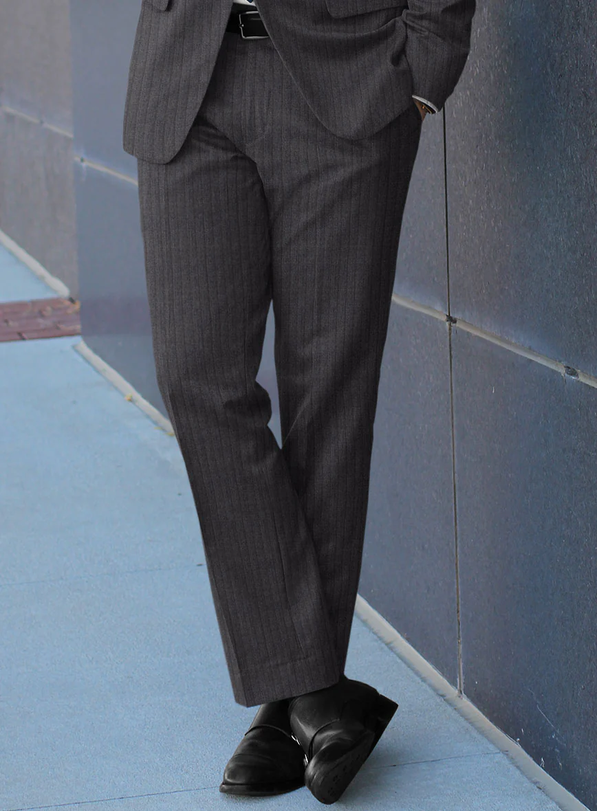 Scabal Tornado Stripes Dark Gray Wool Suit - Image 4