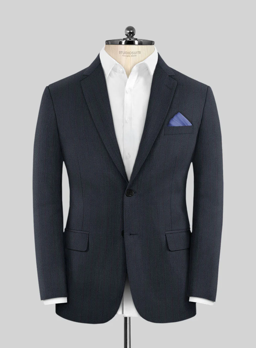 Scabal Tornado Stripes Midnight Blue Wool Jacket