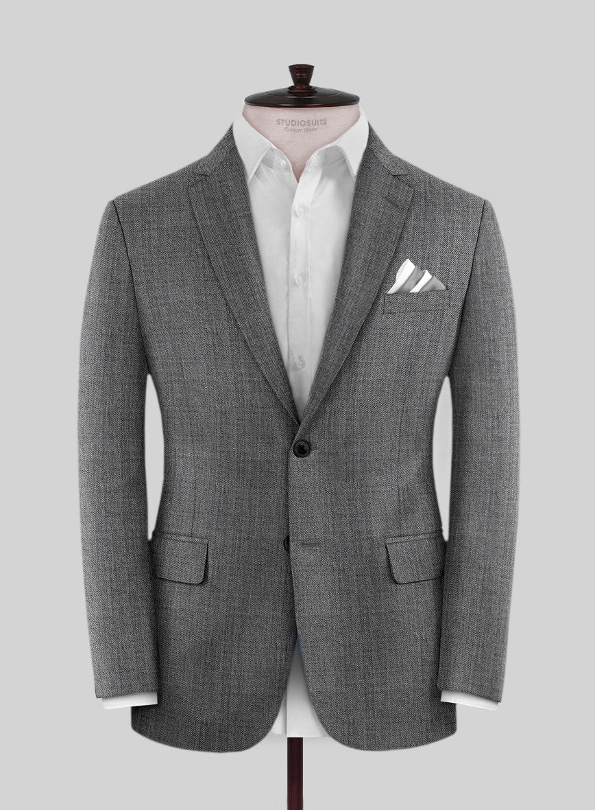 Scabal Tornado Twill Gray Blue Wool Jacket