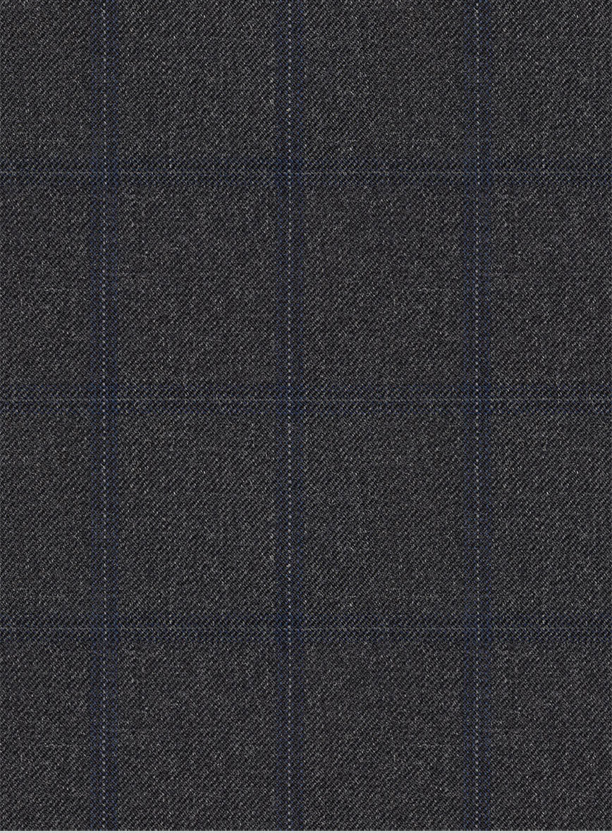 Scabal Tornado Windowpane Dark Gray Wool Pants - Image 3