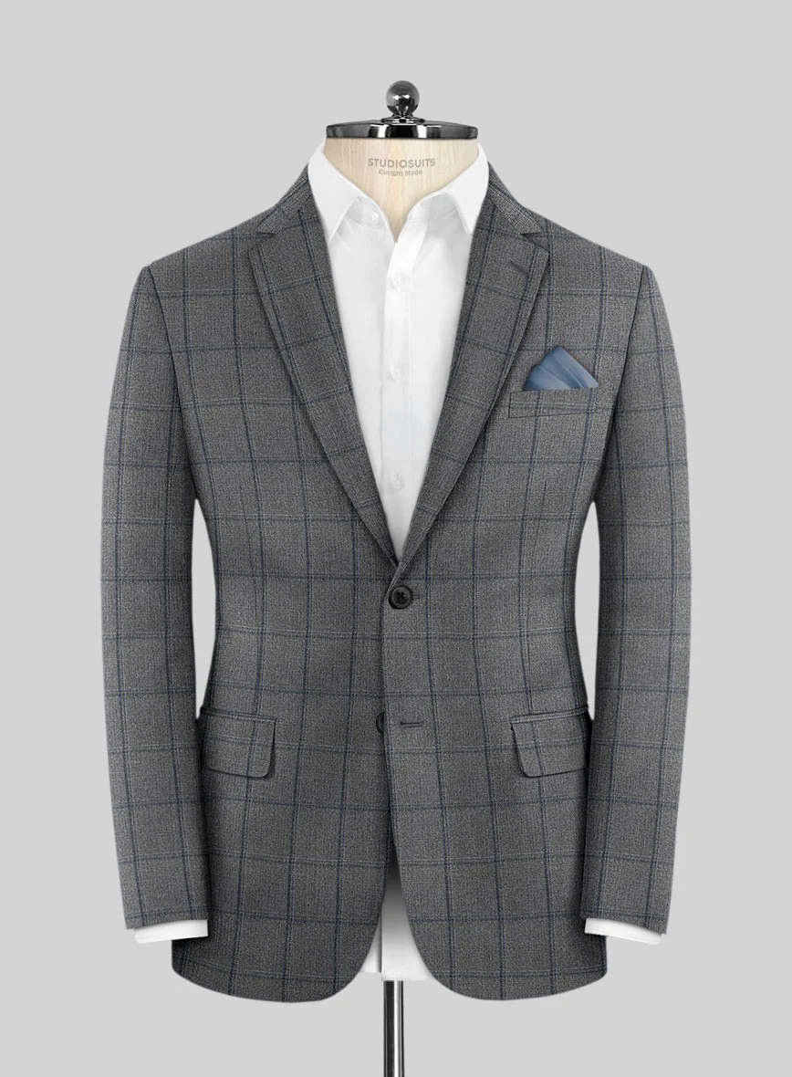 Scabal Tornado Windowpane Gray Wool Suit - Image 3