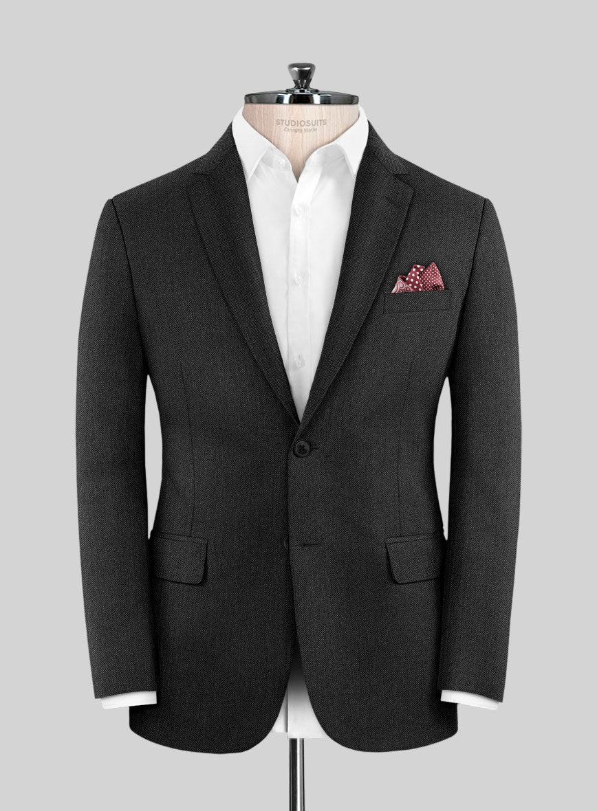 Scabal Ugeni Herringbone Charcoal Wool Suit - Image 3