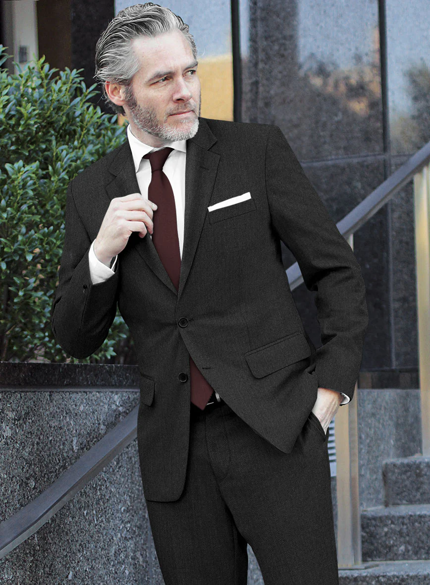 Scabal Ugeni Herringbone Charcoal Wool Suit - Image 4