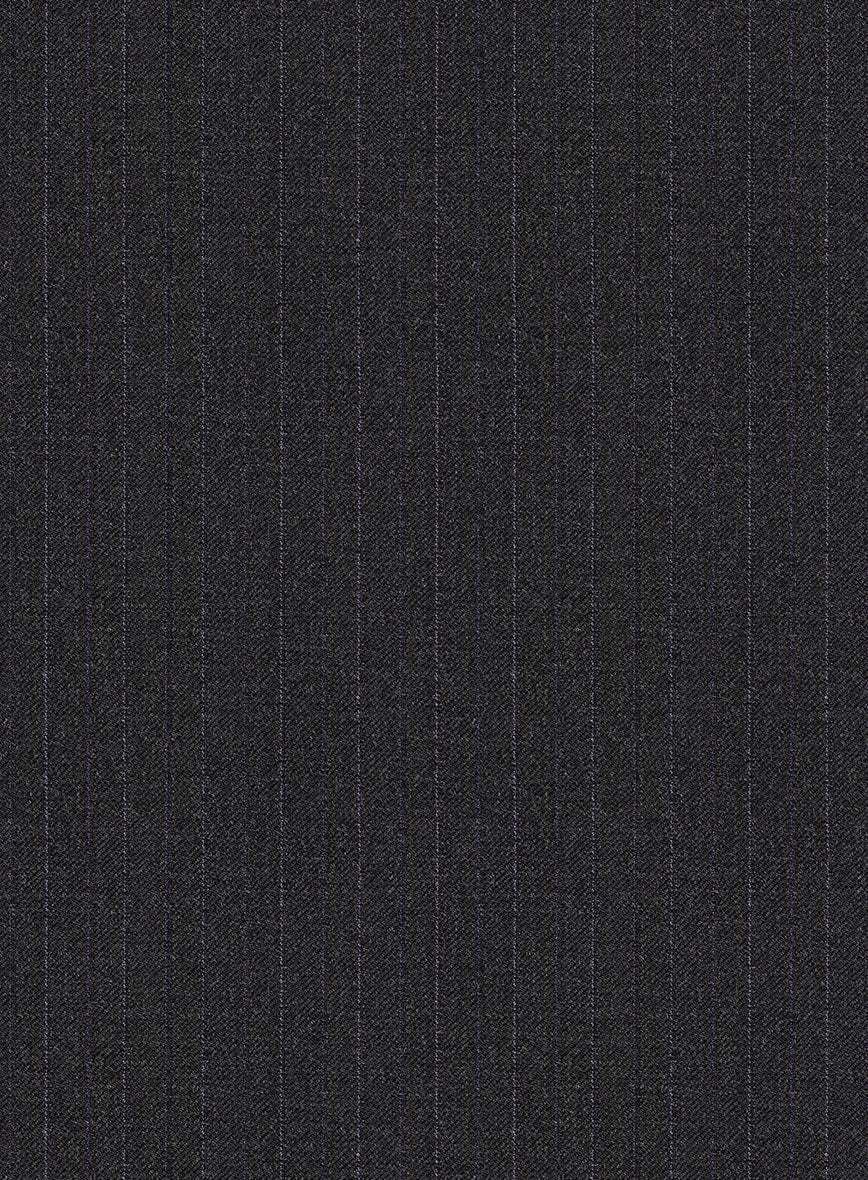 Scabal Urnino Stripe Charcoal Wool Pants - Image 3