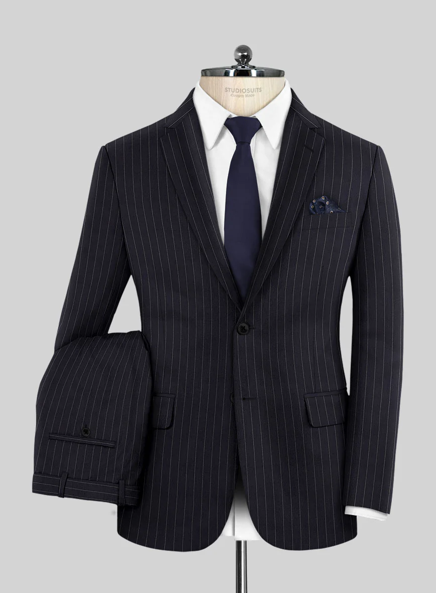 Scabal Vredlo Stripe Blue Wool Suit