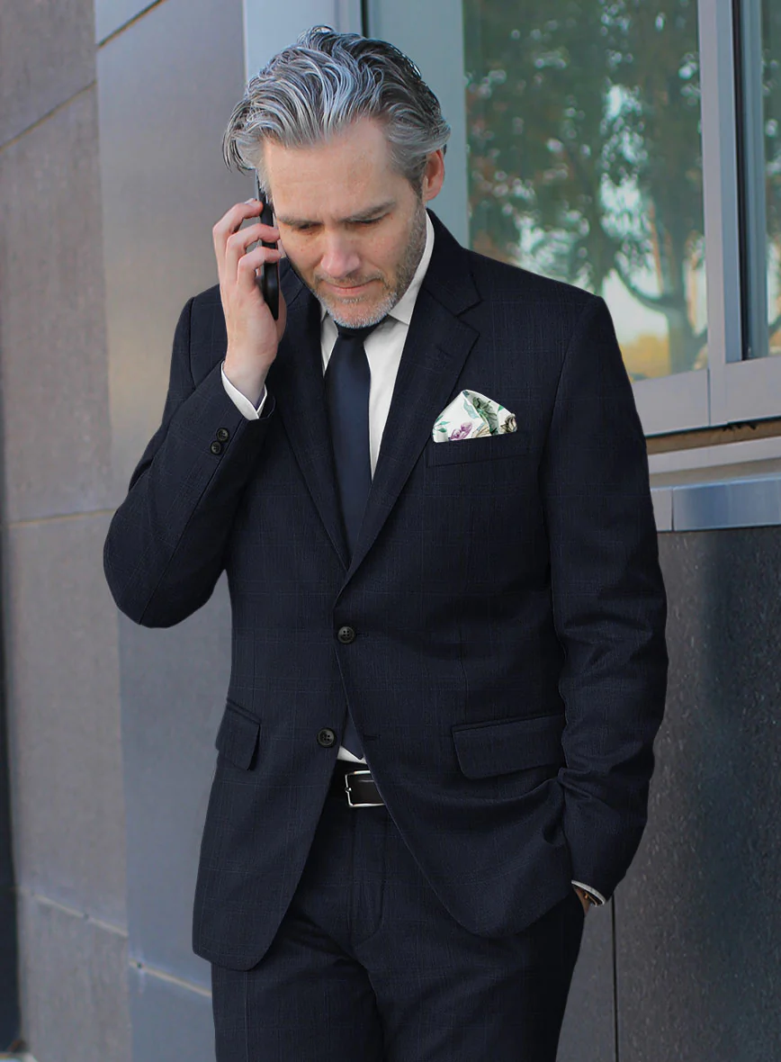 Scabal Xuito Checks Blue Wool Suit - Image 4