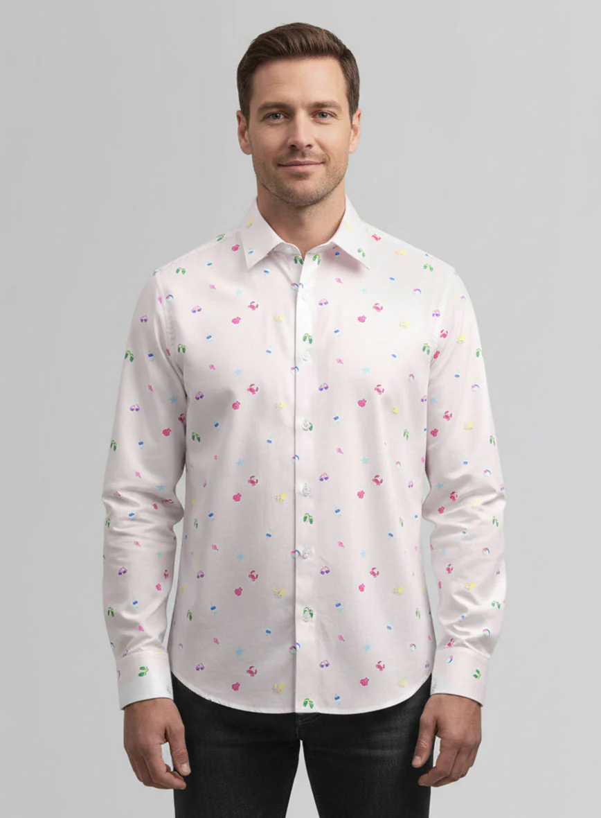 Seaside Doodle Cotton Shirt