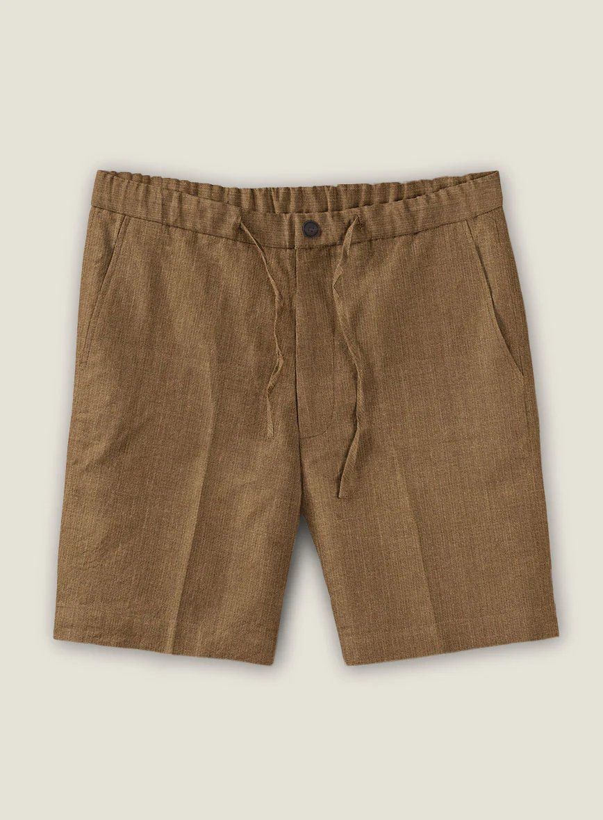 Sepia Brown Linen Shorts