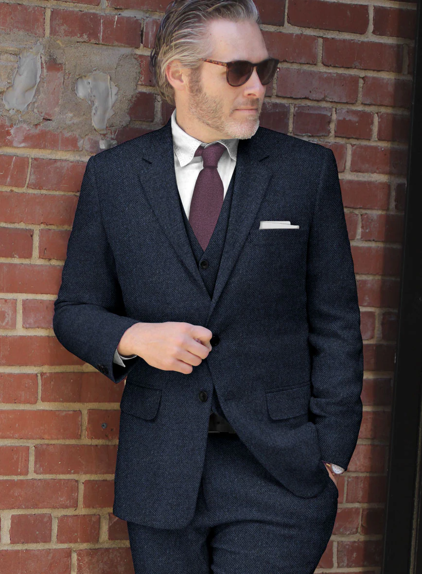 Showman Blue Herringbone Tweed Jacket - Image 3