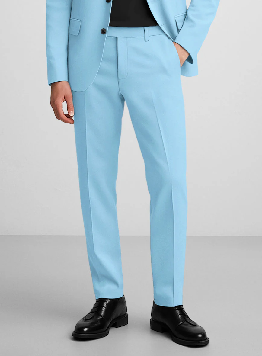Sky Blue Napoli Stretch Light Weight Cotton Pants - Image 2