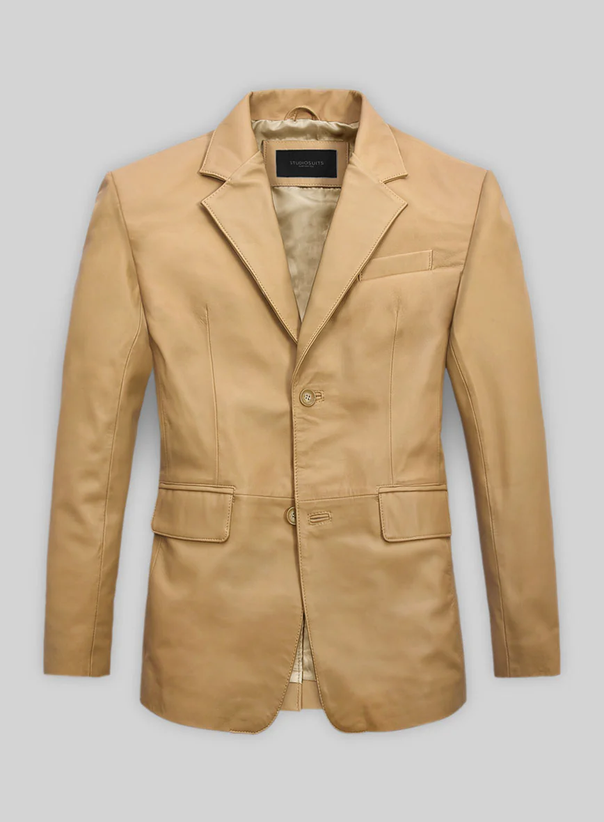 Soft Dark Beige Leather Blazer