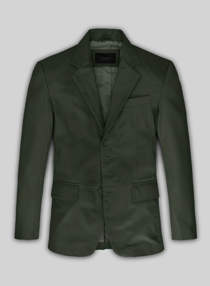 Soft Deep Olive Leather Blazer