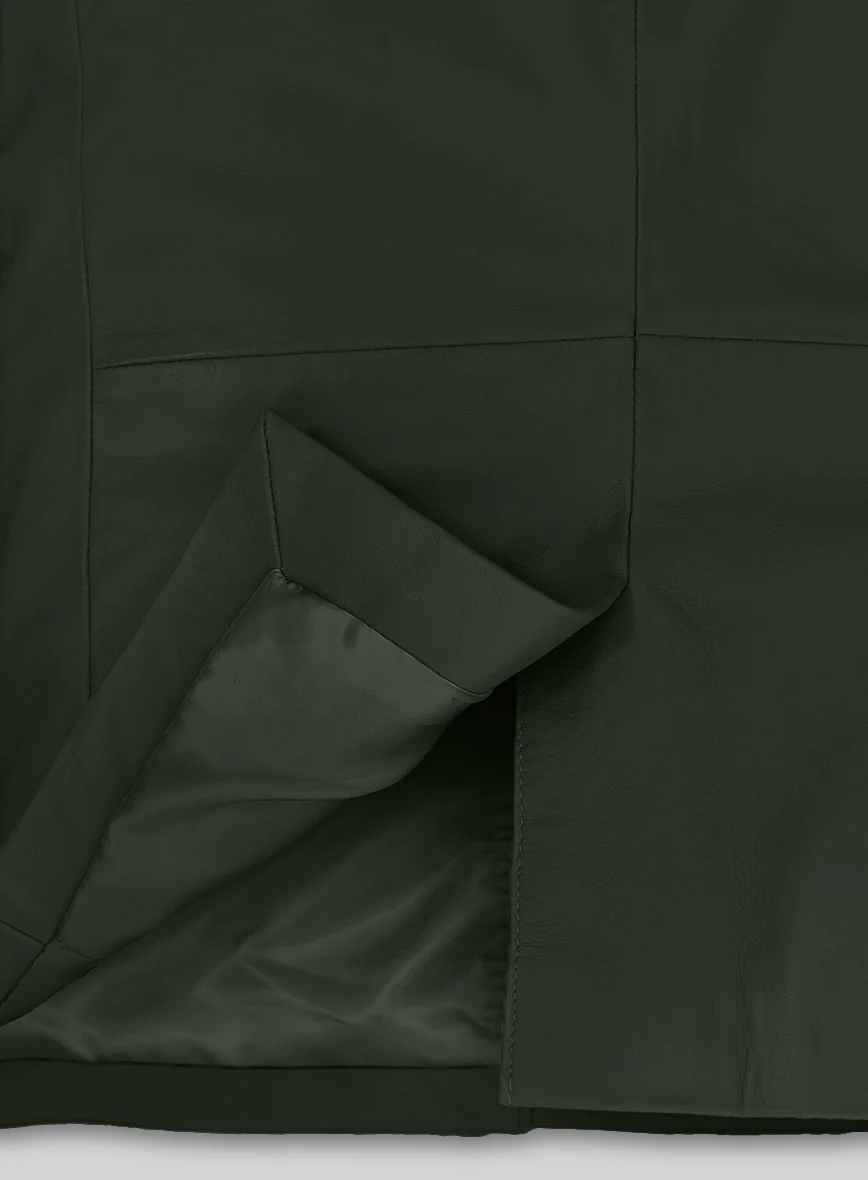Soft Deep Olive Leather Blazer - Image 4