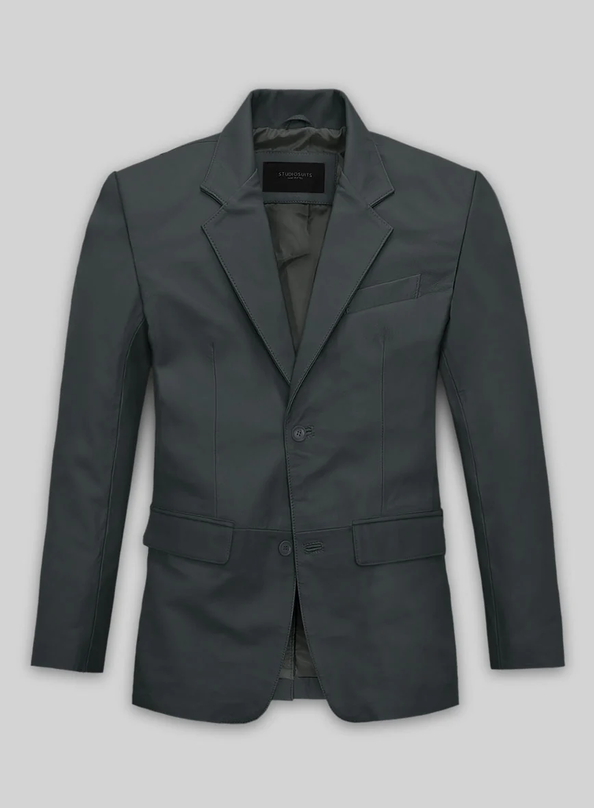 Soft Gray Leather Blazer