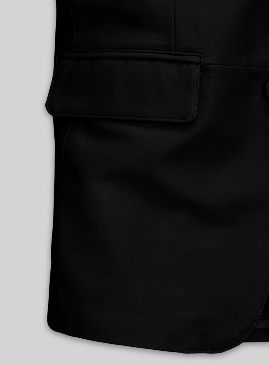Soft Rich Black Leather Blazer - Image 4
