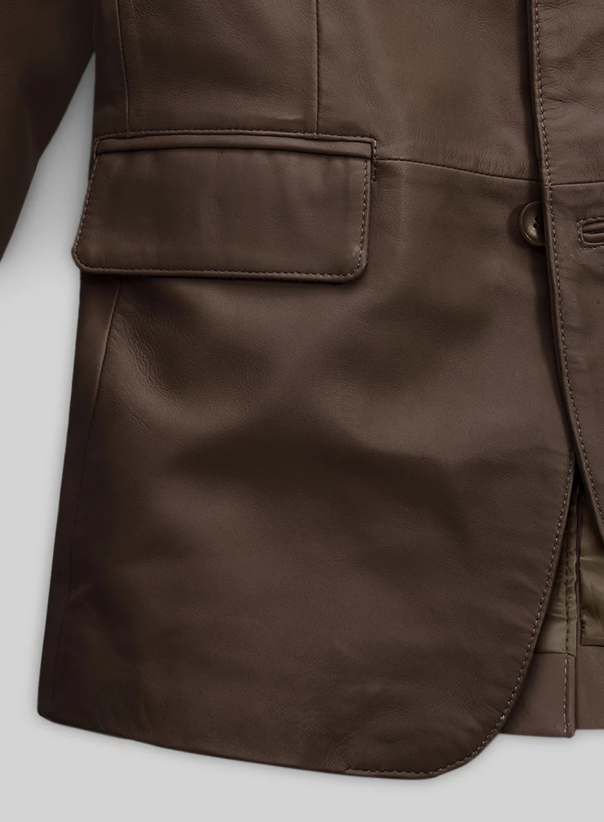 Soft Scottish Brown Leather Blazer - Image 4