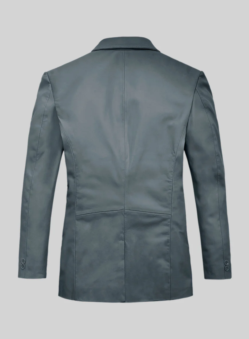 Soft Sherpa Gray Leather Blazer - Image 2