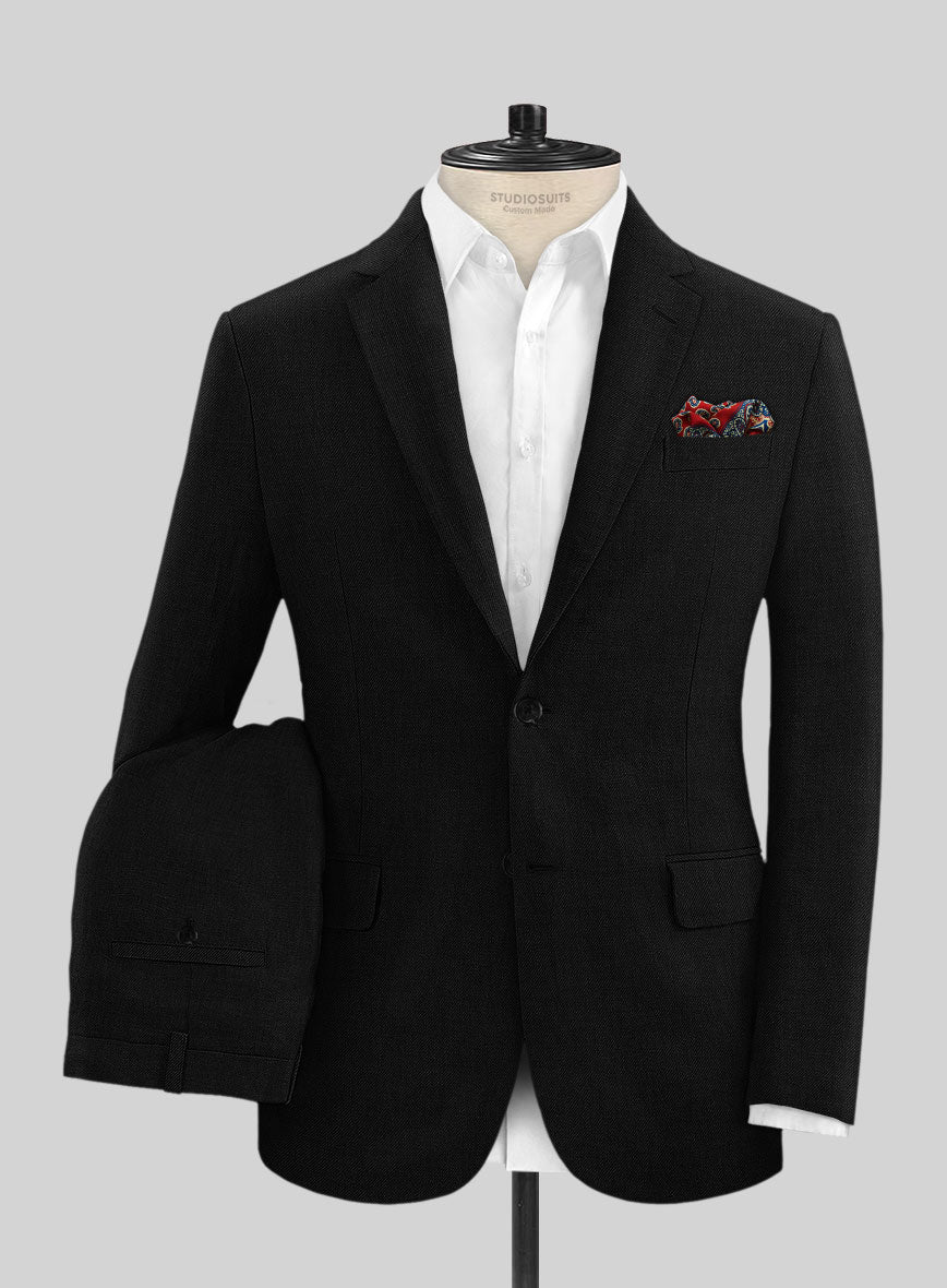 Solbiati Art Du Lin Black Linen Suit