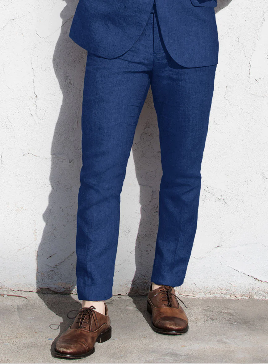 Solbiati Art Du Lin Cobalt Blue Linen Pants - Image 2