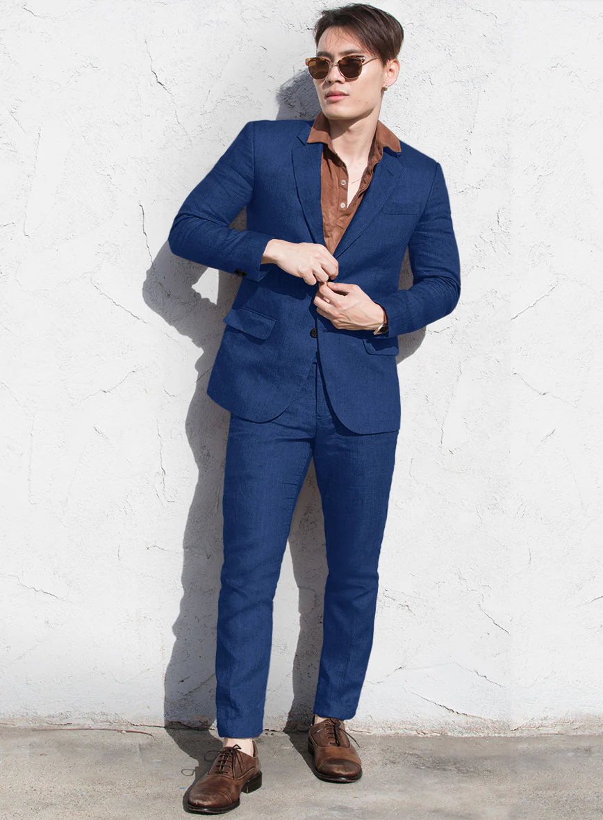 Solbiati Art Du Lin Cobalt Blue Linen Suit - Image 2