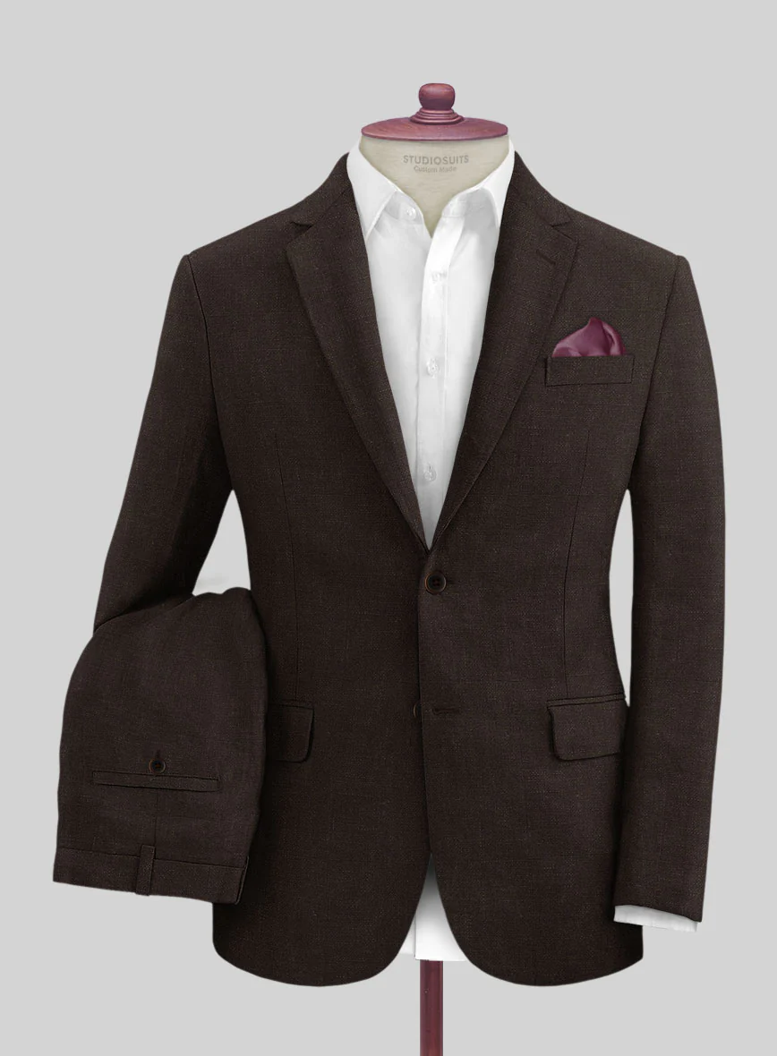Solbiati Art Du Lin Dark Brown Linen Suit