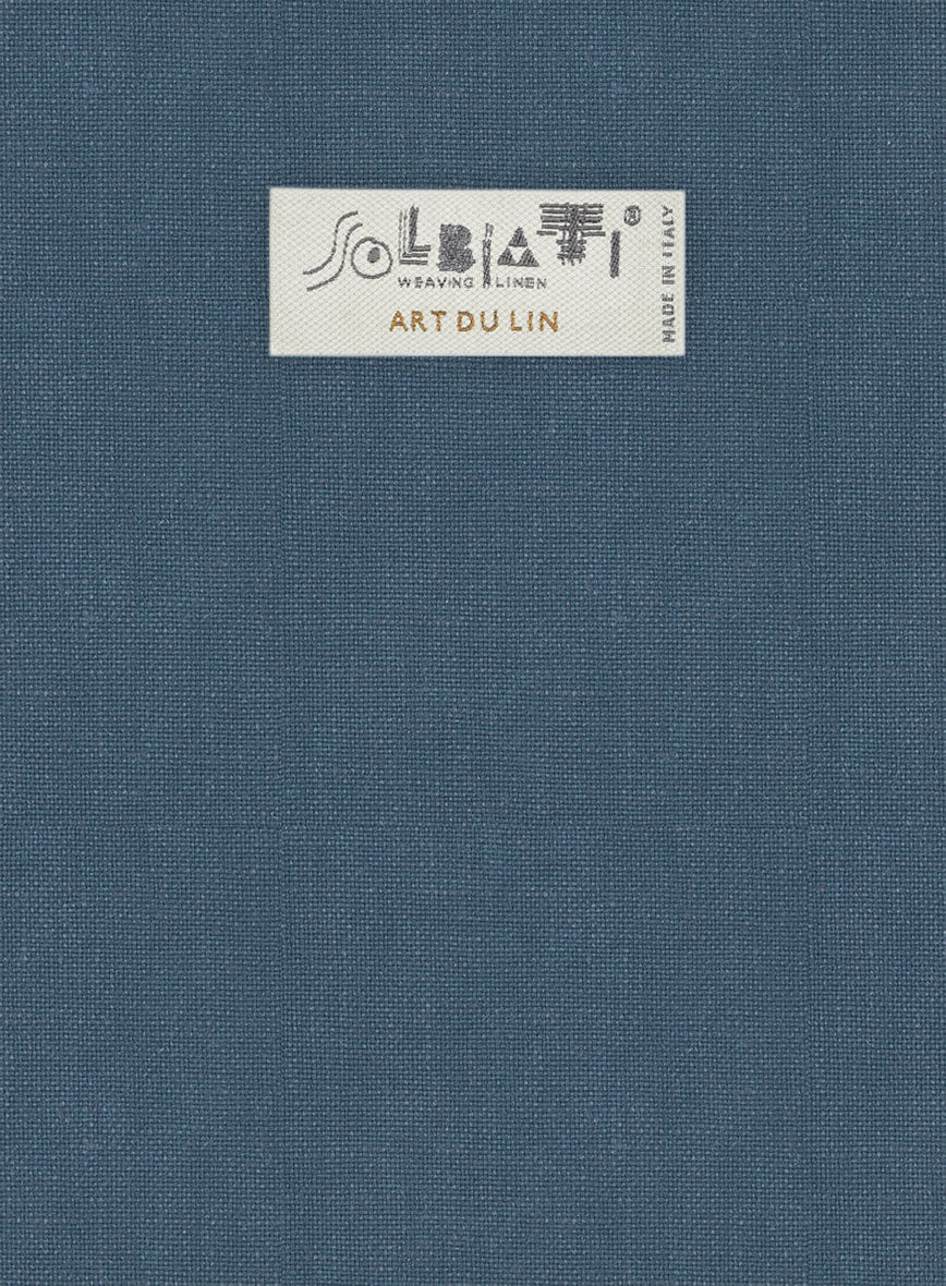Solbiati Art Du Lin Dark Pastel Blue Linen Pants - Image 3