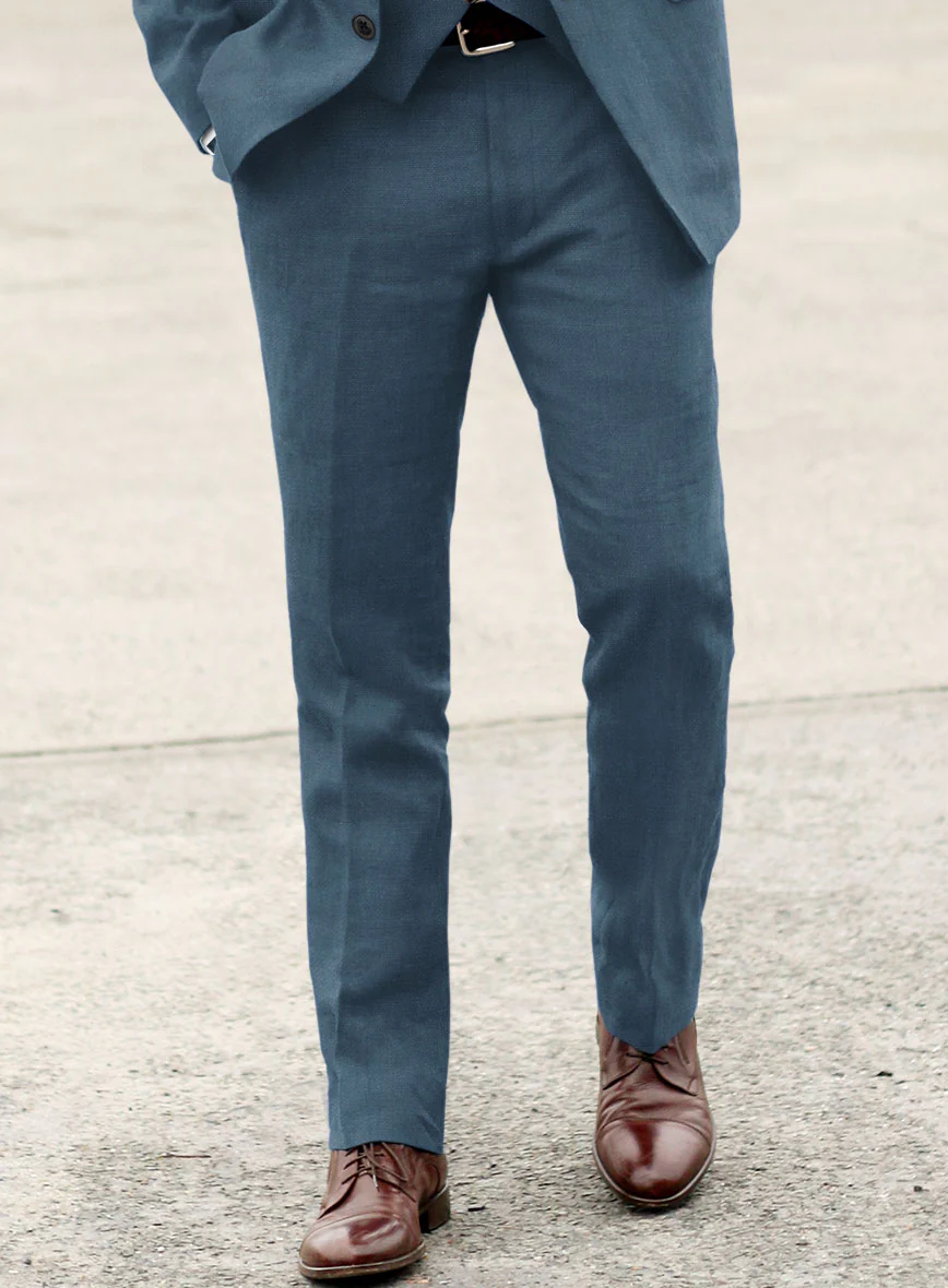 Solbiati Art Du Lin Dark Pastel Blue Linen Suit - Image 4