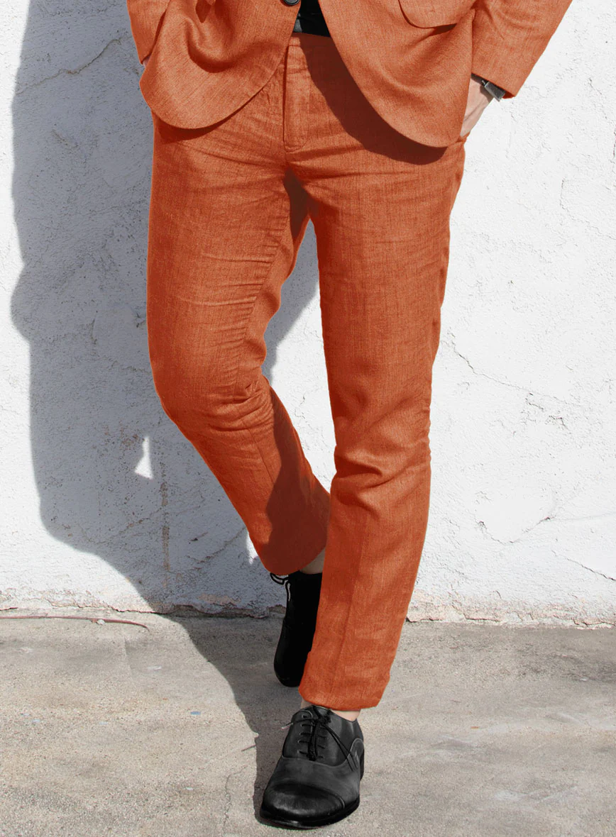 Solbiati Art Du Lin Deep Orange Linen Suit - Image 4