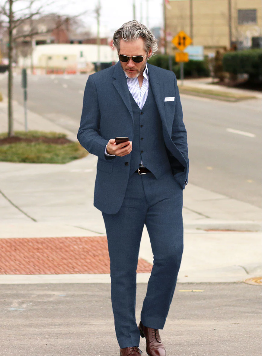 Solbiati Art Du Lin Ebony Blue Linen Suit - Image 3